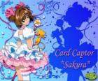 Sakura, ο αιχμαλωτίζων κάρτα με ένα από τα φορέματά της δίπλα σε Kero